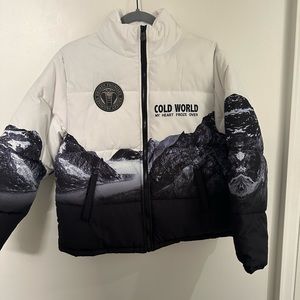 x-small Broken Promise graphic puffer jacket